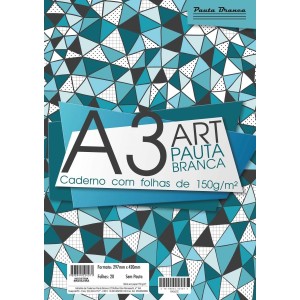 Bloco Desenho A3 20fl 150g Branca Pauta Branca
